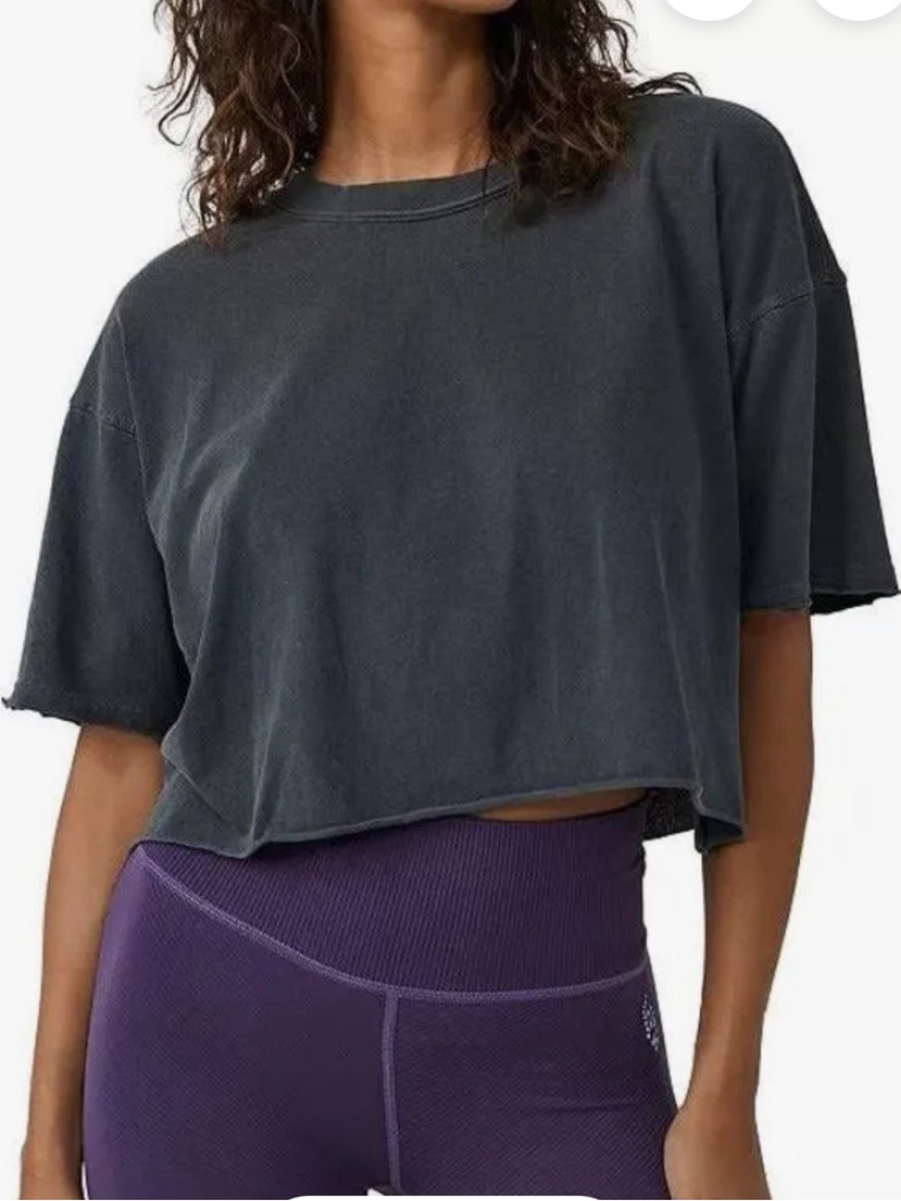 Free People FP Movement Inspire Tee shirt oversized top crop black gray